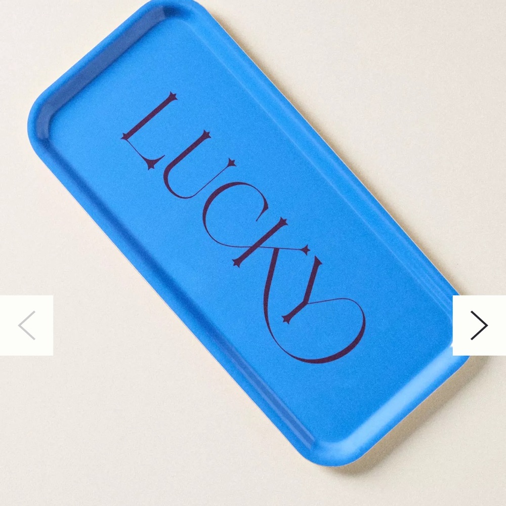 Anthropologie Blue 'Lucky' Decorative Tray -NEW and still in original packaging!